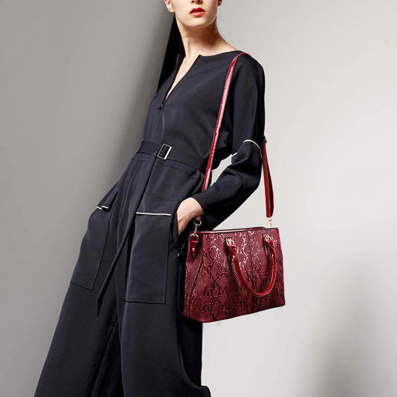 Luxury New Large Capacity Women Bag PU Leather Ladies Handbags  and Purse Fashion Shiny Girls Shoulder Messenger Bag Female Tote