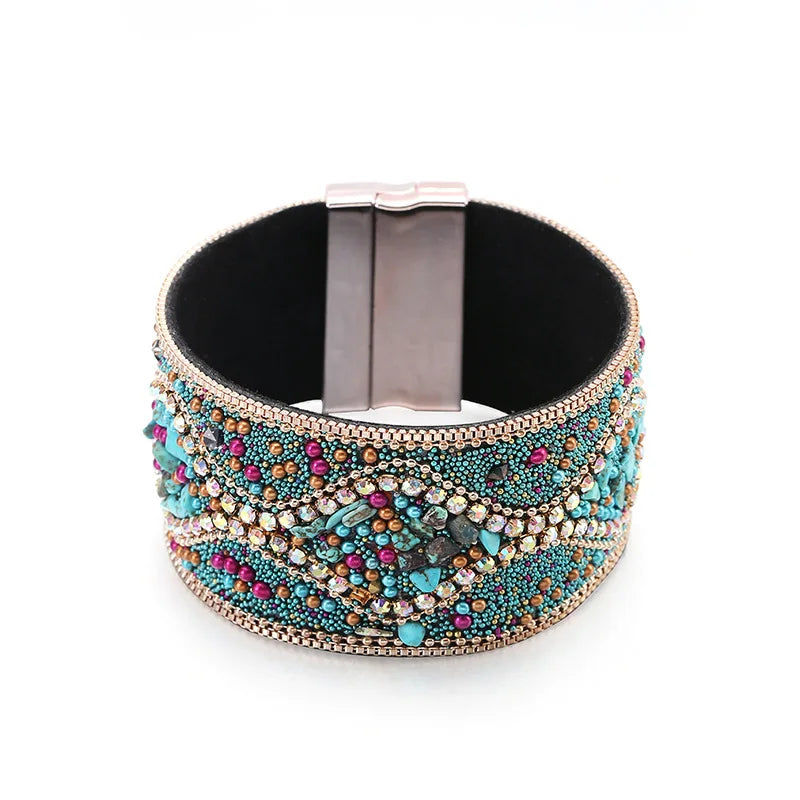 Bohemian Beads Bracelet for Women Fashion 2021 Magnetic buckle Charm Wide Bracelets Female Jewelry