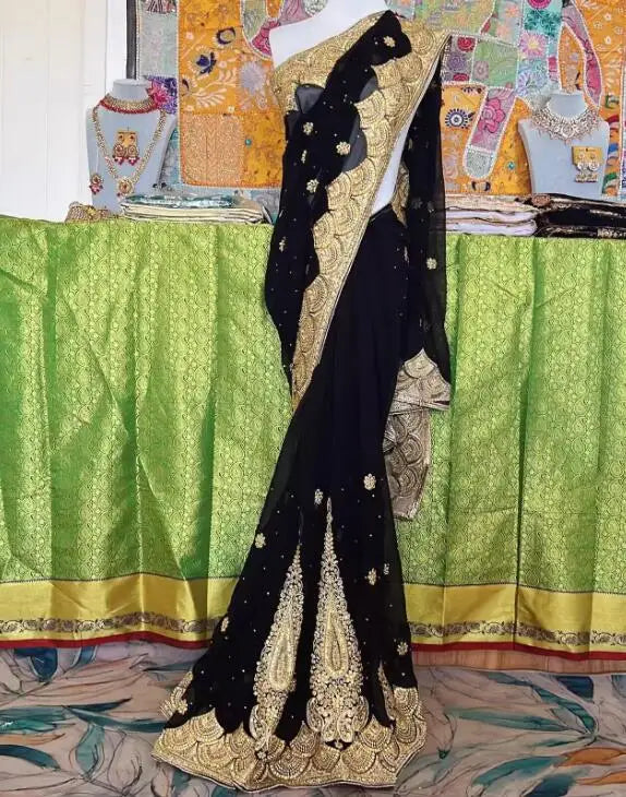 Indian Women Sari Tradition 6 Meter Long Saree Embroidered Beads