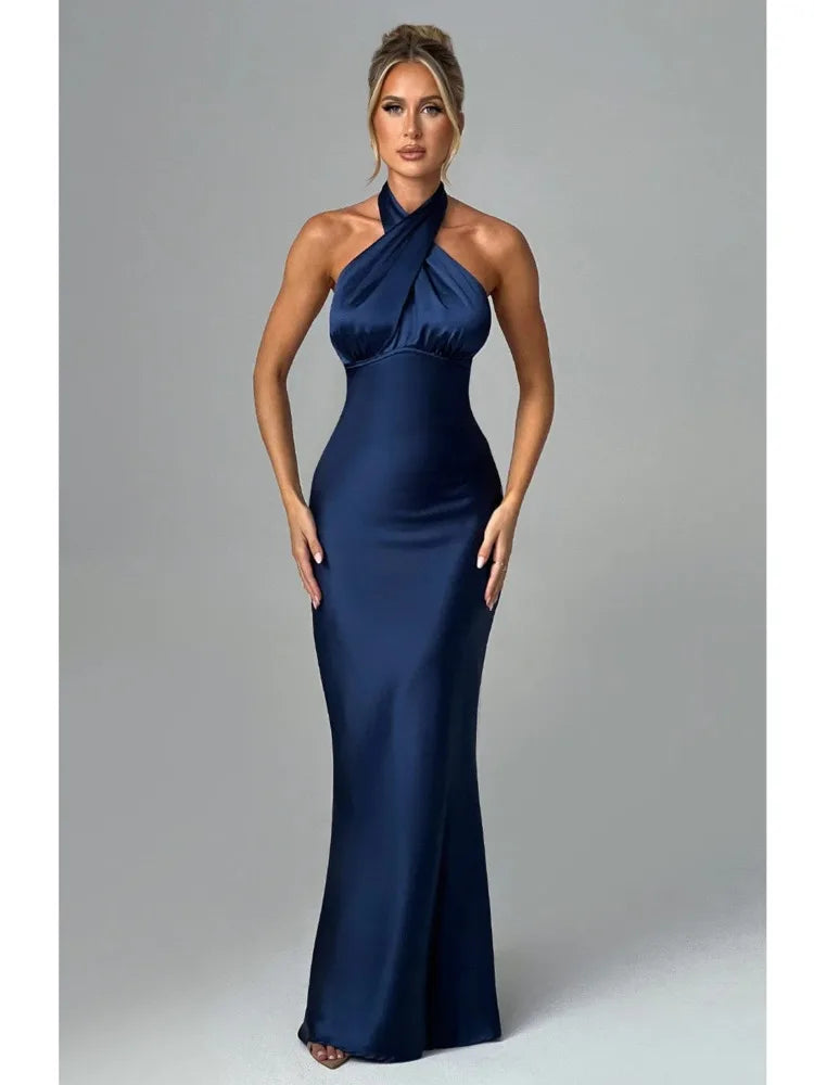 Articat Elegant Backless Lace Up Maxi Dress For Women